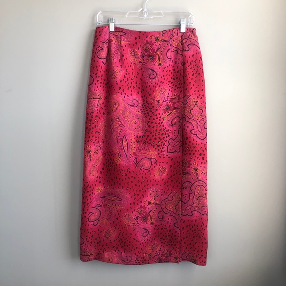 Worthington Paisley 100% Silk Maxi Skirt 10